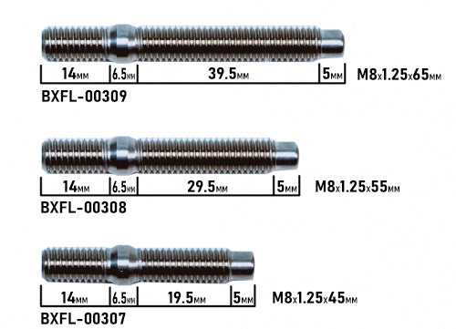 BLOX Racing Stainless Steel Intake/Exhaust Manifold Studs - M8x1.25 55mm Singles, 7-10 Piece Kits